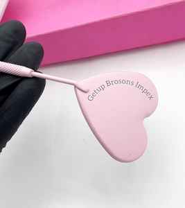 Haute qualité coeur Design miroir rose clair revêtement en poudre Extension de cils japonais en acier inoxydable Logo personnalisé outils de beauté - Product Image 2
