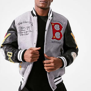 Veste universitaire unisexe en laine brodée personnalisée, best-seller, style streetwear, logo frontal, style lettreman, col montant - Product Image 1