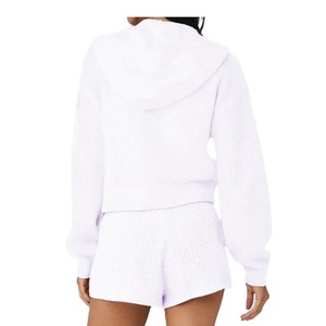 À la mode Femmes Full Zip Up Hoodie Relax Fit Short Style Cropped Jacket Casual Wear - Product Image 6