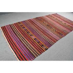 Tapis vintage de grande taille 5x10,9 pieds, tapis turc, tapis Kilim à bordures rouges - Product Image 4