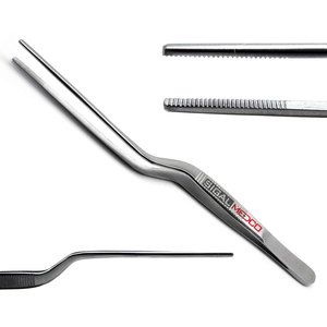 Pinzas de Bayoneta Adson de Acero de 16 cm, Pinzas Quirúrgicas Médicas para Apósitos, Punta Serrada de 1.7 cm, Reutilizables, para Uso Clínico en Hospitales y Quirófanos - Product Image 1