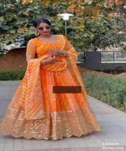 Diseñador indio Lahenga Choli con blusa Diseñador tradicional indio Ropa casual Vestido Rosa colorido Material con Dupatta Bo Garment Shalwar Kameez - Product Image 1