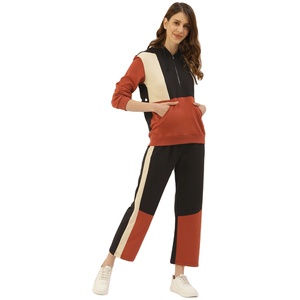 Conjunto Deportivo Ecológico de 2 Piezas para Mujer, Sudadera con Capucha y Pantalones de Felpa de Algodón/Poliéster, Estilo Casual, Transpirable, con Cierre - Product Image 1