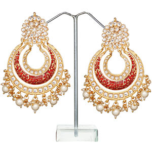 Boucles d'oreilles pendantes ethniques en alliage plaqué or avec cristaux et strass, design géométrique, base durable pour les mariages et les fêtes - Product Image 2