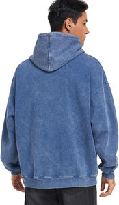 Sweat à capuche en molleton vintage délavé à l'acide, coupe classique, poids lourd pour l'hiver, streetwear pour homme, style confortable et audacieux, broderie numérique - Product Image 2
