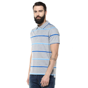 เสื้อโปโลคอปกสองปลายแขนสั้นลายทางแบบกำหนดเองได้เข้ารูปคลาสสิกของผู้ชาย2025 - Product Image 2