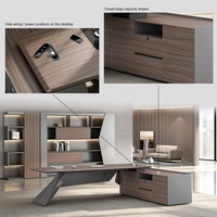 Achetez en ligne une table de bureau ergonomique avec système de gestion des câbles, un bureau de direction hybride en PVC avec rangement intégré
