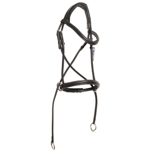 Bridon de course équestre de haute qualité de marque internationale, en cuir noir et marron, personnalisable en couleur et en taille, sans mors - Product Image 1