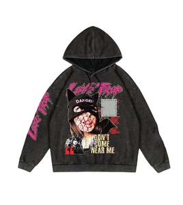 Sudadera con capucha personalizada con estampado gráfico de nuevo estilo, lavado ácido, de algodón de primera calidad, diseño moderno, para venta al por mayor. - Product Image 1