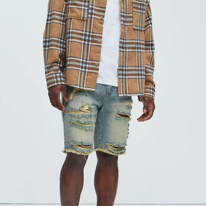 กางเกงยีนส์ขาสั้นผู้ชาย ผ้าฝ้าย 100% ยีนส์วินเทจ ล้างสี ปิดกระดุม มีกระเป๋า ดีไซน์ทันสมัย เหมาะสำหรับใส่ลำลอง สวมใส่สบาย 2026 - Product Image 4