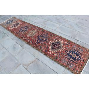 Turkish 2.1x9.8 ft Rug, Vintage Rug, <b>Red</b> Plants & trees Rug <b>Wool</b> - Product Image 2
