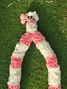 Flor de espuma artificial blanca y melocotón Varmala para novia y novio para musulmán, Pooja, Punjabi, decoración de bodas del sur de la India - Product Image 4