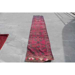 2.4x12.7 ft Turkish Rug, <b>Runner</b> Vintage Rug, <b>Red</b> Moroccan Rug - Product Image 1
