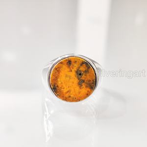 Grossiste Bague pour homme Bague naturelle en forme de bourdon Jaspe Pierre précieuse Bague de naissance Toutes tailles Bijoux de mariage arabe Bague en argent sterling 925 - Product Image 4