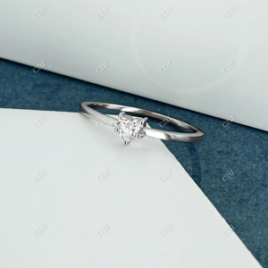 Anillo de Compromiso o Promesa Apilable de Oro Sólido de 14k de Buena Calidad con Diamante Natural de 0.24CTW en Forma de Corazón con Engaste de Puntas, para San Valentín - Product Image 3