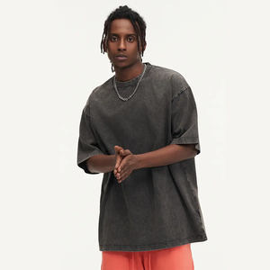 Unisex Oversized 300Gsm Heavy Cotton T-Shirt Acid Wash Vintage Design Custom Logo 100% Cotton Screen Fitness <b>Dropshipping</b> Men's - Product Image 1