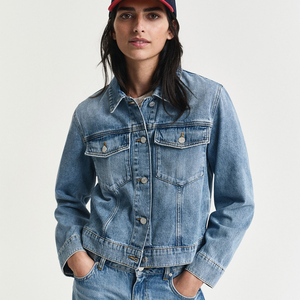 Haute demande mi-bleu cassé en veste en jean coupe régulière pour femmes sans doublure courte longueur conçue pour les femmes pour toutes les saisons confort - Product Image 1