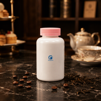 Bouteille ronde personnalisée en PET de 300 cc avec bouchon de sécurité enfant de 45 mm pour vitamines, comprimés, capsules, gommes et produits nutraceutiques