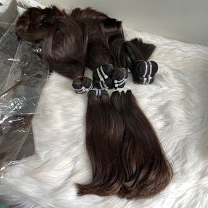 VENTE EN GROS NATURELLE BRUNE DROITE/ONDULÉE/BOUCLÉE POUR LE DÉCOLLAGE DES EXTENSIONS DE CHEVEUX HUMAINS VIETNAMIENS ALIGNÉS SUR LES CUTICULES DE DONATEUR CRUTES - Product Image 5