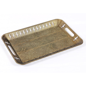 Bandeja de servicio de metal para uso decorativo para el hogar y el hotel, plato para servir, decoración, bandeja de servicio de acero inoxidable de tamaño personalizado chapada en plata - Product Image 1