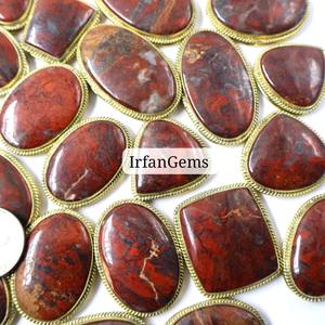 Lote de Colgantes de Jaspilite 100% Natural con Ranuras de Latón, Precio al por Mayor, Colgante de Macramé de Jaspilite, Jaspilite de Alta Calidad con Ranuras - Product Image 4