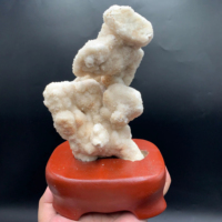 Spécimen de cristal de calcite 100% naturel (forme libre naturelle) avec base en bois artisanale |   Artisanat en pierres semi-précieuses |   Bureau à domicile