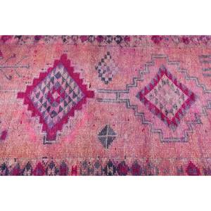 พรมวิ่งสไตล์วินเทจจากตุรกี ขนาด 3.2x10.1 ฟุต สีชมพู-ฟ้าลายจุด ทำจากขนสัตว์ - Product Image 4