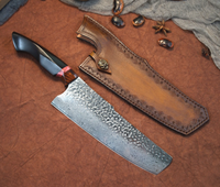 Couteau de chef en acier Damas artisanal Steel Craft International, lame de 6 à 7,9 pouces, manche en bois Pakka, étui en cuir, cuisine écologique
