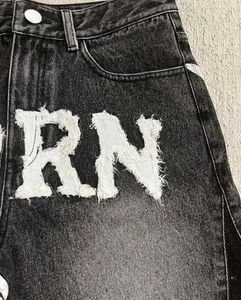 Shorts en jean décontractés d'été pour hommes, taille mi-haute, en denim peigné, séchage rapide, haute qualité, prix usine OEM - Product Image 3