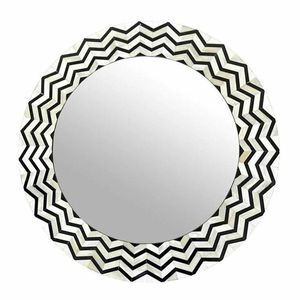 Miroir mural rectangulaire en bois avec incrustations de os, artisanat pour salon toutes saisons, non inclus - Product Image 5