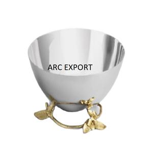 Best Selling Table Decorative Metal Dry Fruit Bowl With Gold Color Flower <b>Stands</b> Stylish Tabletop Decoration Food Serving Bowl - Product Image 1