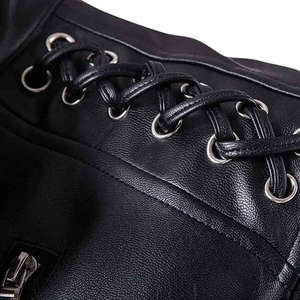 Veste de moto en cuir véritable personnalisée pour hommes col montant avec logo avant enduit veste en cuir véritable - Product Image 4