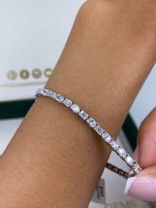 Black Pearl Jewels High Selling 14K White Gold Lab Grown Diamond Tennis Bracelet 6,93 Ct Oval Emerald Cut VS1 IGI Certified Pave - Product Image 2