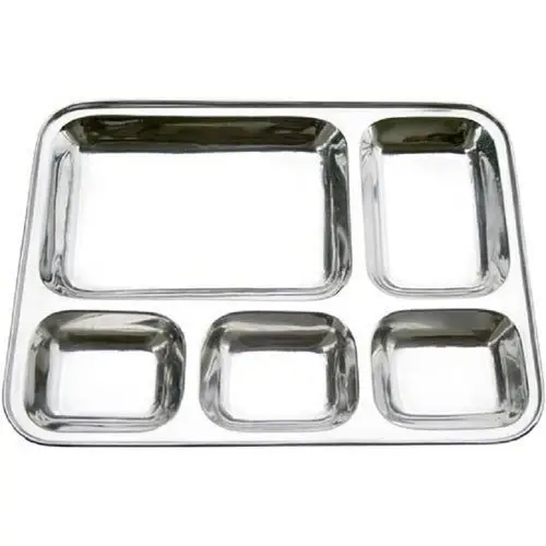 King International 3 Compartimenten Lunchblad Rvs Ronde Fastfood Serveerschaal Diner Verdeeld Bord 20/22/24/26Cm