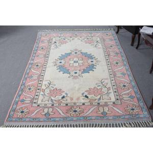 Tapis turc classique rose bleu grande surface 5.9X9.3 pieds laine faite à la main avec support en Latex motif de couloir rectangulaire nouveau modèle - Product Image 1