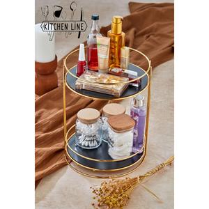 Due livelli oro bagno cosmetici Organizer per il trucco servizio presentazione vassoio di fidanzamento multiuso