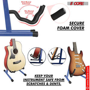 5 Core Guitar Stand 2 Pack A Frame w Soft <b>Foam</b> Arm Non Slip Rubber for Acoustic <b>Electric</b> Bass - Product Image 3