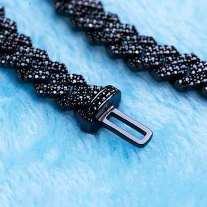 Cadena Cubana de Oro Negro de 14K con Moissanita Negra de 8MM para Regalo - Product Image 5