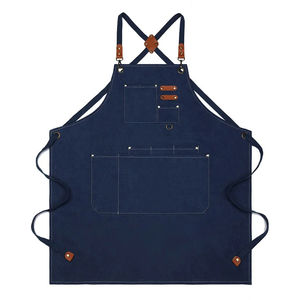 Tablier en coton sans manches professionnel personnalisé réglable pour hommes et femmes couverture réutilisable de cuisine à rayures bleues - Product Image 1