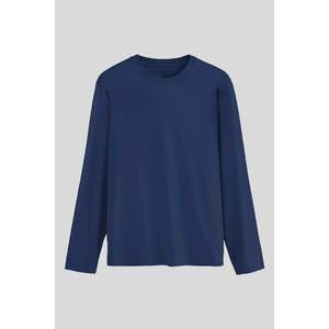 T-shirt à manches longues col rond basique coupe standard Tommylife pour homme, noir, mélange de coton, tenue décontractée quotidienne, modèle 87997 - Product Image 4