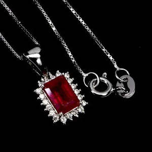 AAA+ Quality 925 Sterling Silver <b>Necklace</b> Octagon <b>Ruby</b> 7x5mm Natural Gemstone Jewelry 18in Cus-Jew110 - Product Image 2
