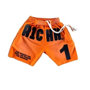 Pantalones Cortos de Secado Rápido, 100% Algodón, Lavado Ácido, Ecológicos, con Estampado 3D Vintage y Serigrafía Personalizada, 220 GSM - Product Image 1