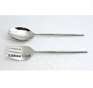 Útiles herramientas de cocina, servidor de ensalada de acero inoxidable, juego de Servicio de ensalada Manual operado a mano, cubiertos reutilizables seguros para alimentos al mejor precio - Product Image 3