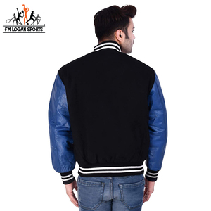 Nouvelles vestes de Baseball élégantes pour hommes, couleur noire unie avec manches longues bleues pour hommes par FM LOGAN SPORTS - Product Image 6