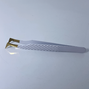 แหนบคีบขนตาแบบตรงและโค้งงอสีขาวและสีทองทำจากสเตนเลสคุณภาพดี - Product Image 3