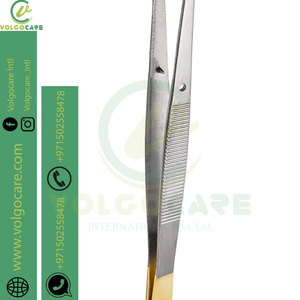 Venta al por mayor de acero inoxidable de alta precisión de 6 pulgadas para pulgares fórceps dentados con mango chapado en oro - Product Image 4