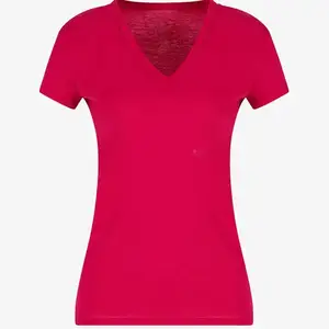 Camiseta feminina clássica de algodão com decote em V para academia, camiseta de treino de treino com gola V, novidade em promoção