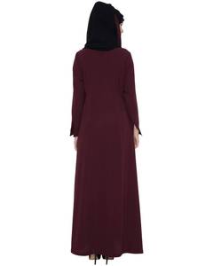 Nida Abaya สำหรับผู้หญิงเสื้อผ้ามุสลิมแบบดั้งเดิมปรับแต่งได้พร้อมผ้าพันคอปักลายสีน้ำตาลแดงพร้อมขนาดพิเศษยอมรับได้ - Product Image 4