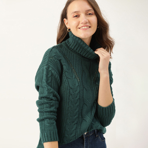 Long Sleeve <strong>Turtleneck</strong> Sweater Women Autumn Winter Knit <strong>Tops</strong> Loose Thick Warm Casual Sweater Wholesale Rate OEM Custom