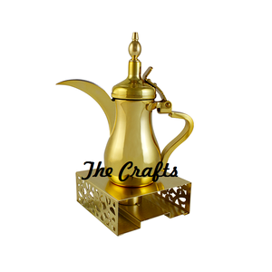 Calentador de tetera de nuevo diseño, calentador Dallah chapado en oro de latón para restaurante y vajilla de fiesta, calentador Dallah - Product Image 5